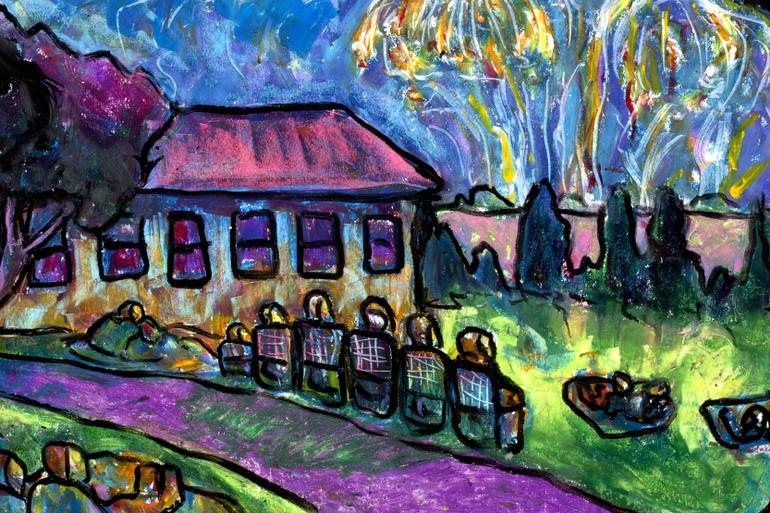 770x513 Saatchi Art Fourth Of July Fireworks Drawing By Leif Rogers - Fourth Of July Painting