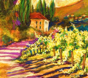 300x268 Sunlit Grapevines Sold Painting By Therese Fowler Bailey - Fowler Painting