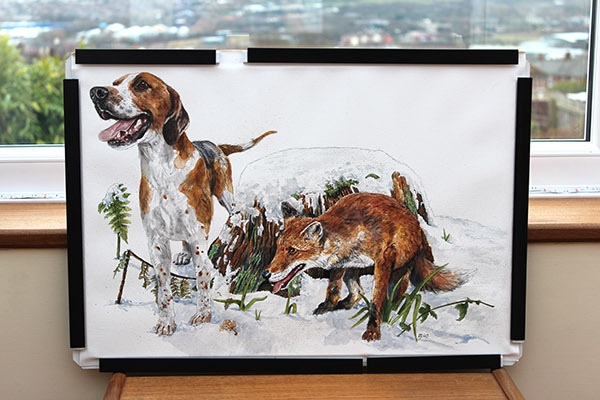 600x400 The Fox And Hound (Commission Piece) On Behance - Fox And Hound Painting