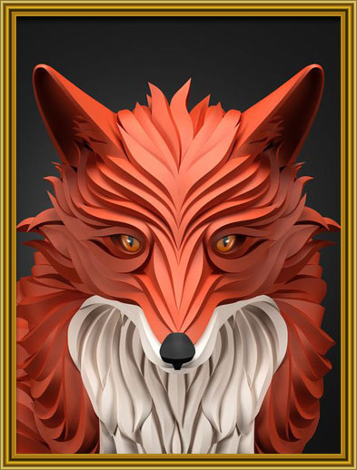 393x518 Full Cover Square Resine Drills Mosaic Embroidery Cartoon - Fox Head Painting