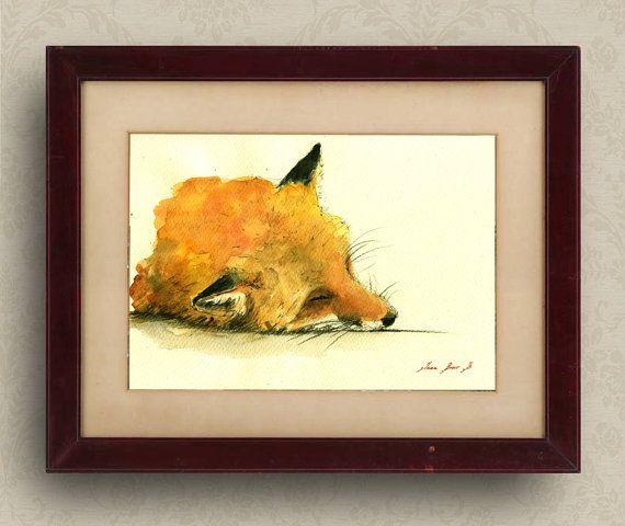 570x480 Print Red Fox Print Watercolor Painting Art Wall Red Fox Head - Fox Head Painting