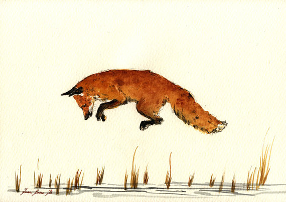 570x403 Print Red Fox Print Watercolor Painting Art Wall Red Fox Head - Fox Head Painting