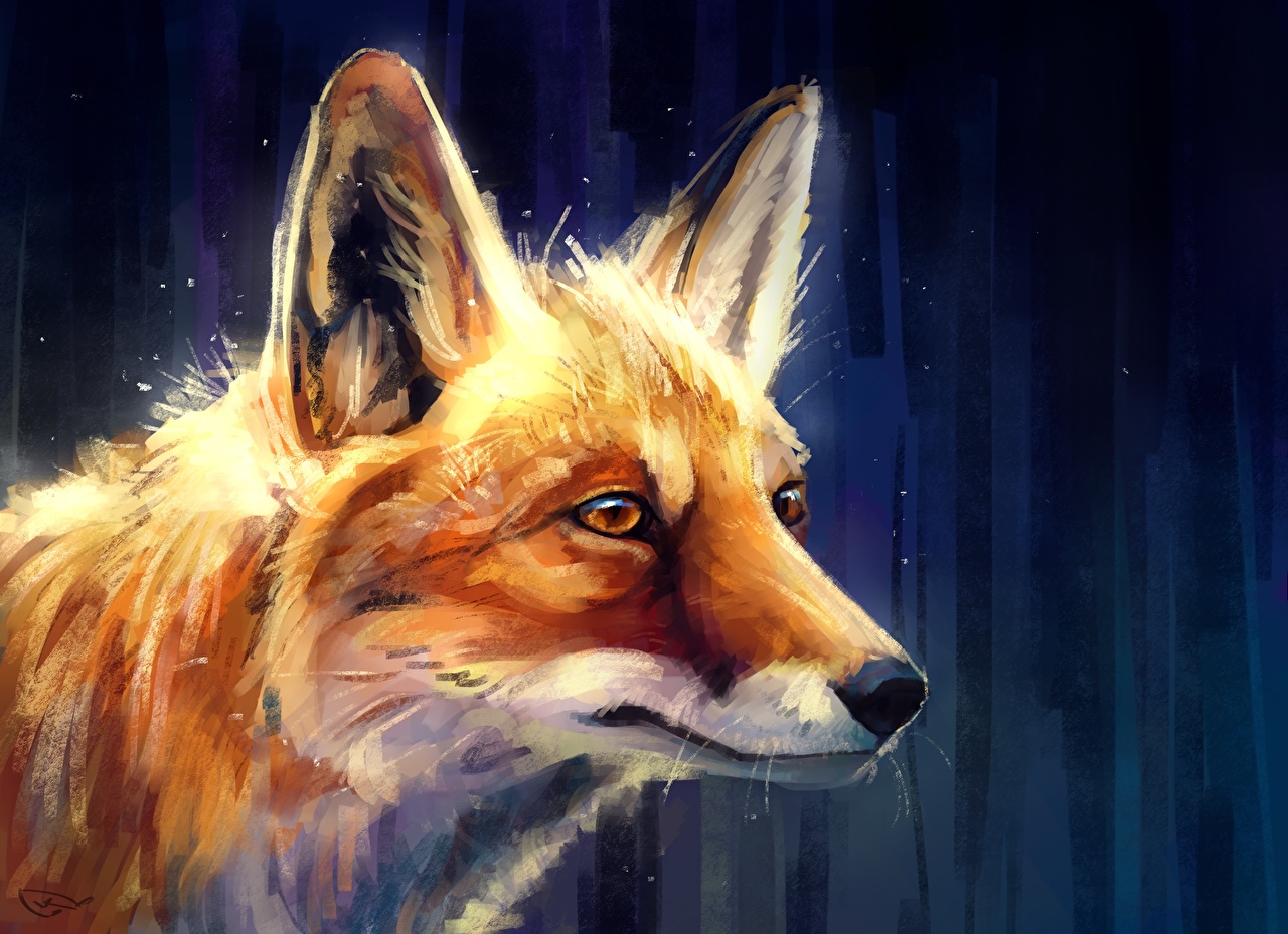 1280x929 Wallpapers Foxes Head Animals Closeup Painting Art - Fox Head Painting
