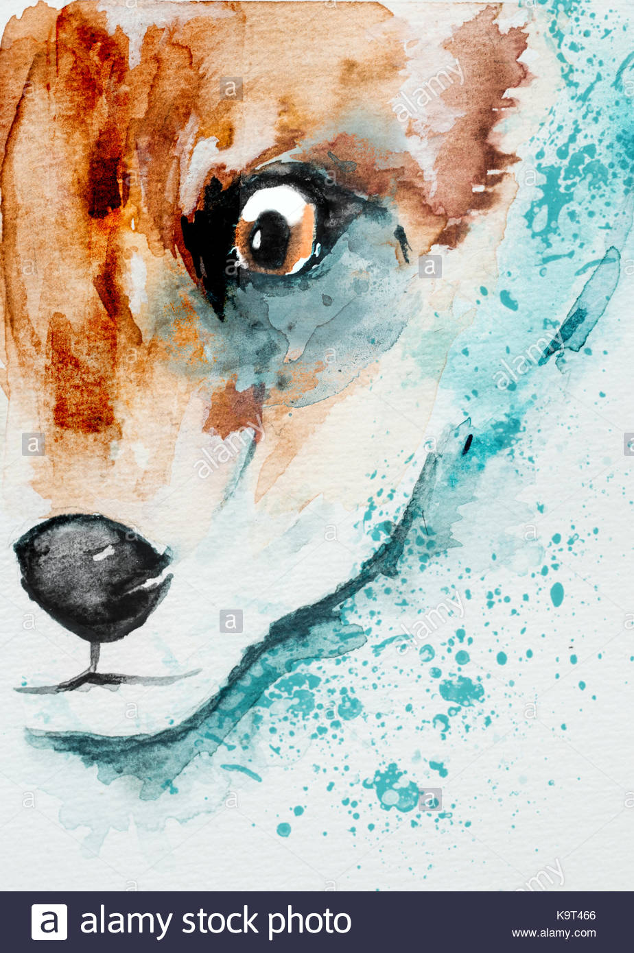 924x1390 Fox Head Watercolor Illustration Stock Photo 160955374 - Fox Head Painting