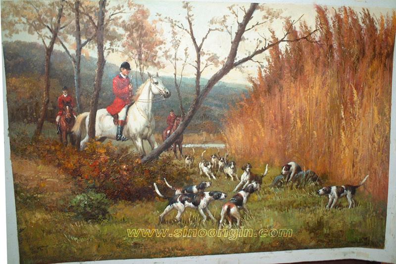 800x534 Hunting Scene Oil Painting,hunting Dog Oil Painting,oil Paintings - Fox Hunt Oil Painting