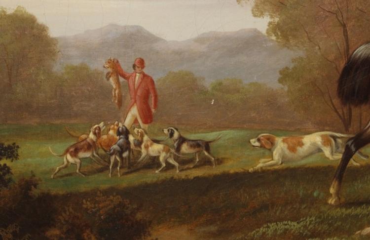 750x486 Impressive Antique 19th Century Fox Hunt Oil Painting - Fox Hunt Oil Painting