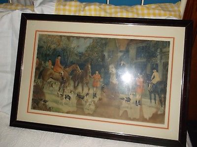 400x299 Large Fox Hunt Scene Nice Vintage Frame Oil On Canvas Signed - Fox Hunt Oil Painting