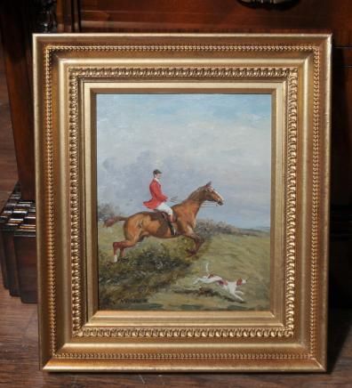 396x436 Victorian Fox Hunting Oil Painting Horse Fox And Hound - Fox Hunt Oil Painting