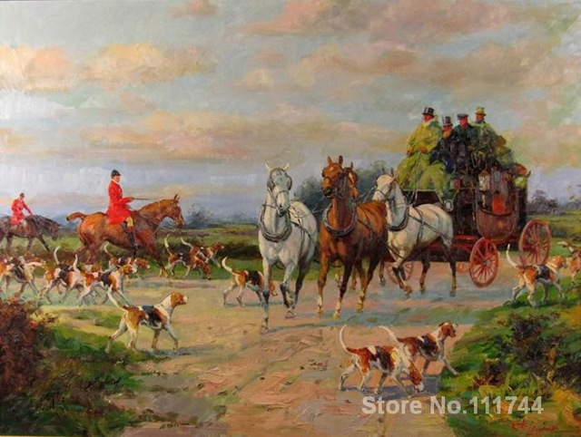 640x482 Hunting Paintings By Heywood Hardy Fox Hunt And Coach Landscape - Fox Hunt Painting