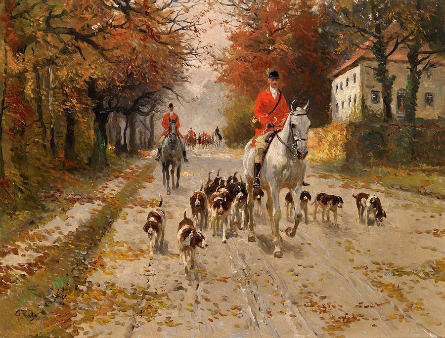 900x684 Fox Hunt Painting By Mountain Dreams - Fox Hunt Painting
