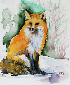 Fox In The Snow Painting at PaintingValley.com | Explore collection of ...