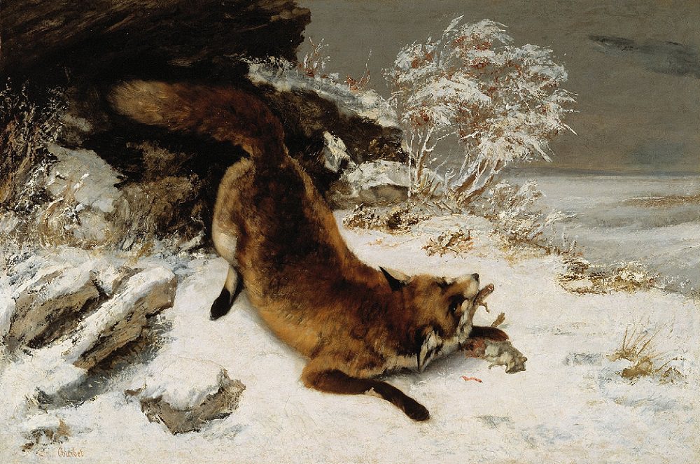 1000x663 Fox In The Snow, 1860 - Fox In The Snow Painting
