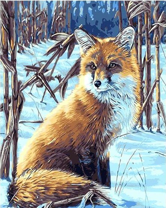 553x693 Fox In The Snow Paint By Number Co. - Fox In The Snow Painting