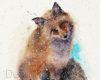 340x270 Fox Painting Etsy - Fox In The Snow Painting