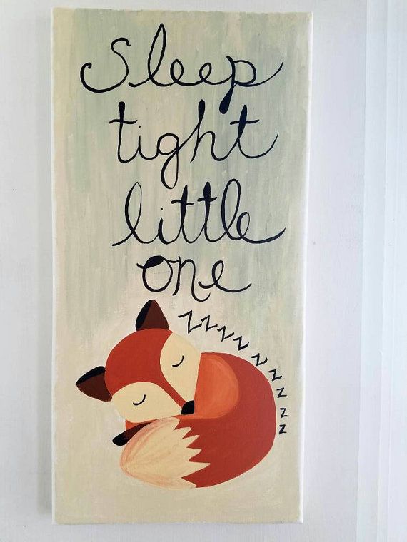 570x760 Fox Painting, Nursery Painting, Sleeping Fox Wall Art, Woodland - Fox Nursery Painting