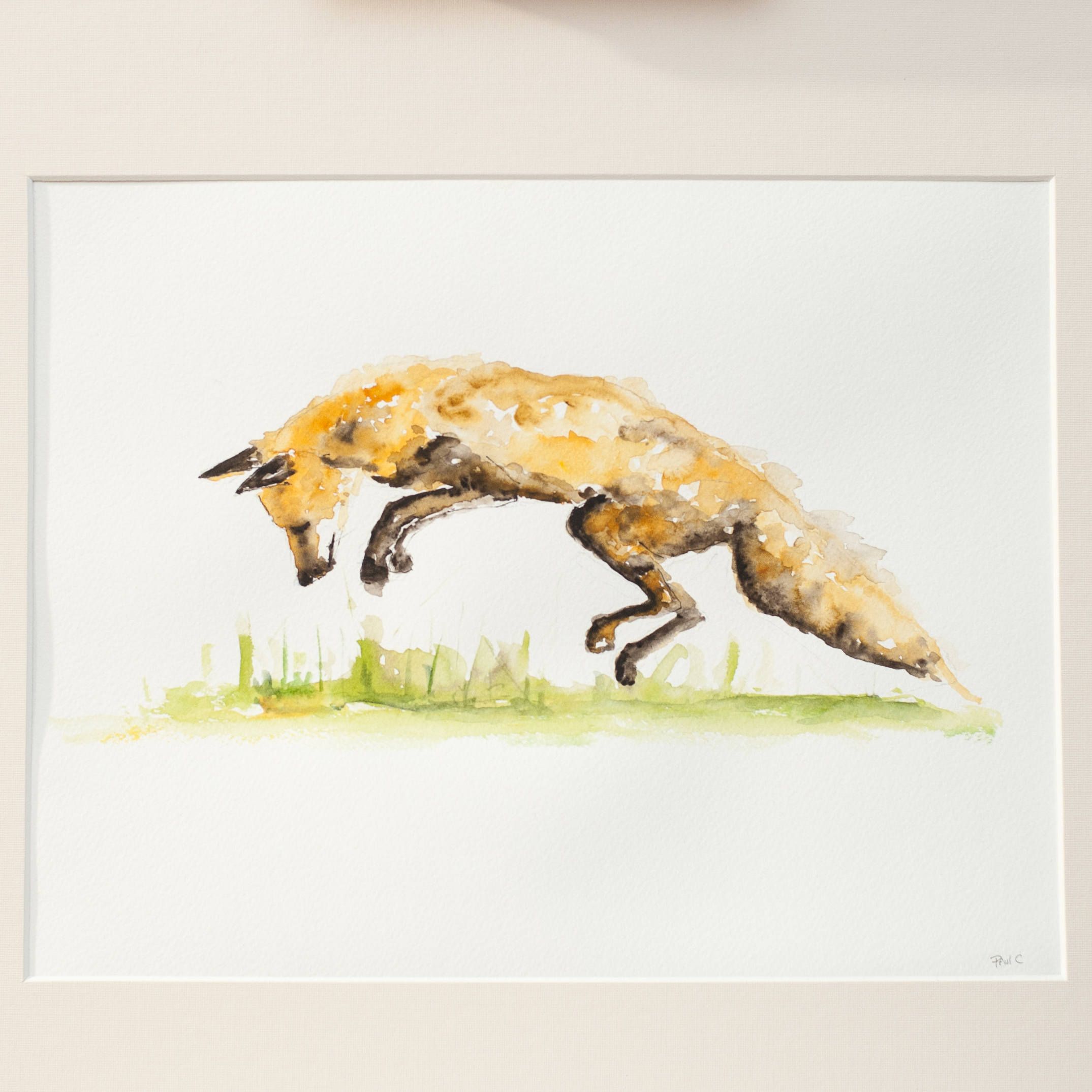 2149x2149 Original Fox Watercolor, Fox Painting, Jumping Fox, Nursery - Fox Nursery Painting