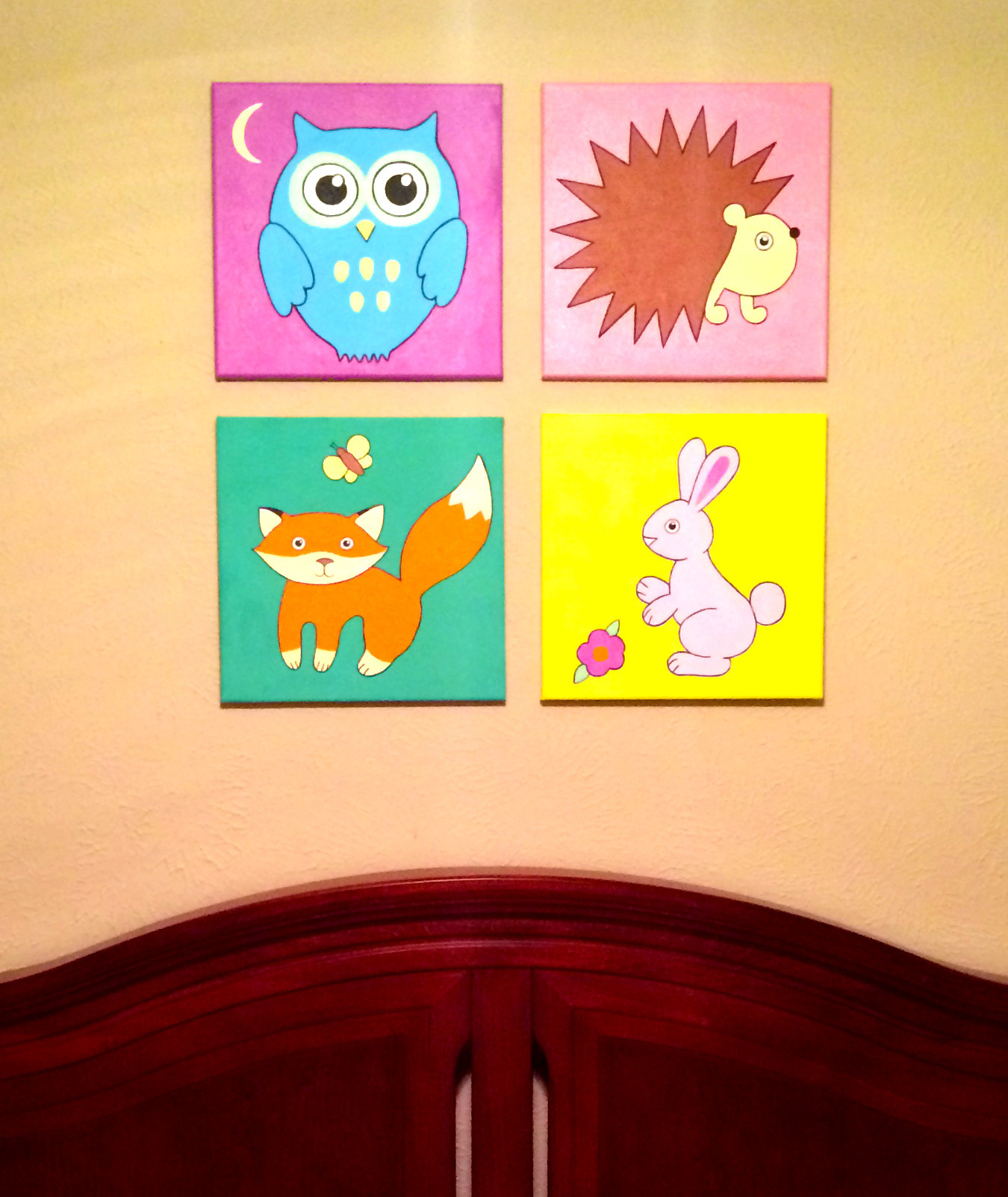 1350x1603 Original Hand Made Fox Nursery Wall Art, 12 X 12 Acrylic - Fox Nursery Painting