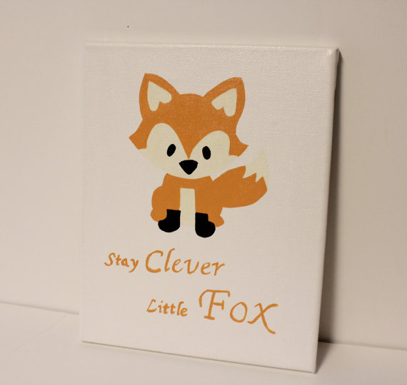 570x540 Fox Nursery 8x10 Painting Woodland Animals Decor, Fox Decor, Boy - Fox Nursery Painting