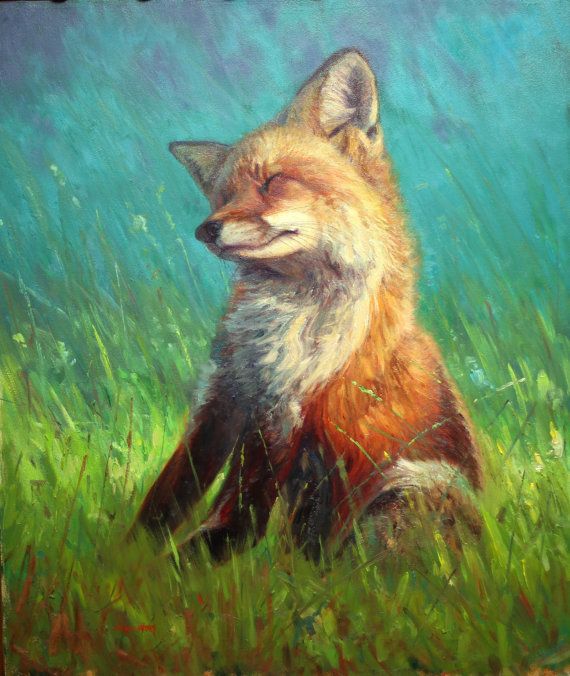 570x676 Scratch And Stretch Red Fox (Original Oil Painting) - Fox Oil Painting