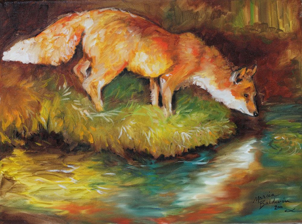 1000x743 Fox Oil Painting - Fox Oil Painting