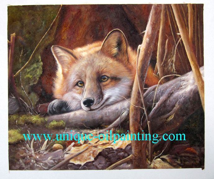 689x577 Fox Oil Painting Wolf, Fox, Bear, Elephant Animal Oil Painting Oil - Fox Oil Painting