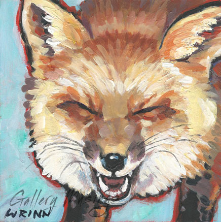 436x437 Fox Oil Painting, Whimsical Fox Painting By Gallerymusings On Zibbet - Fox Oil Painting