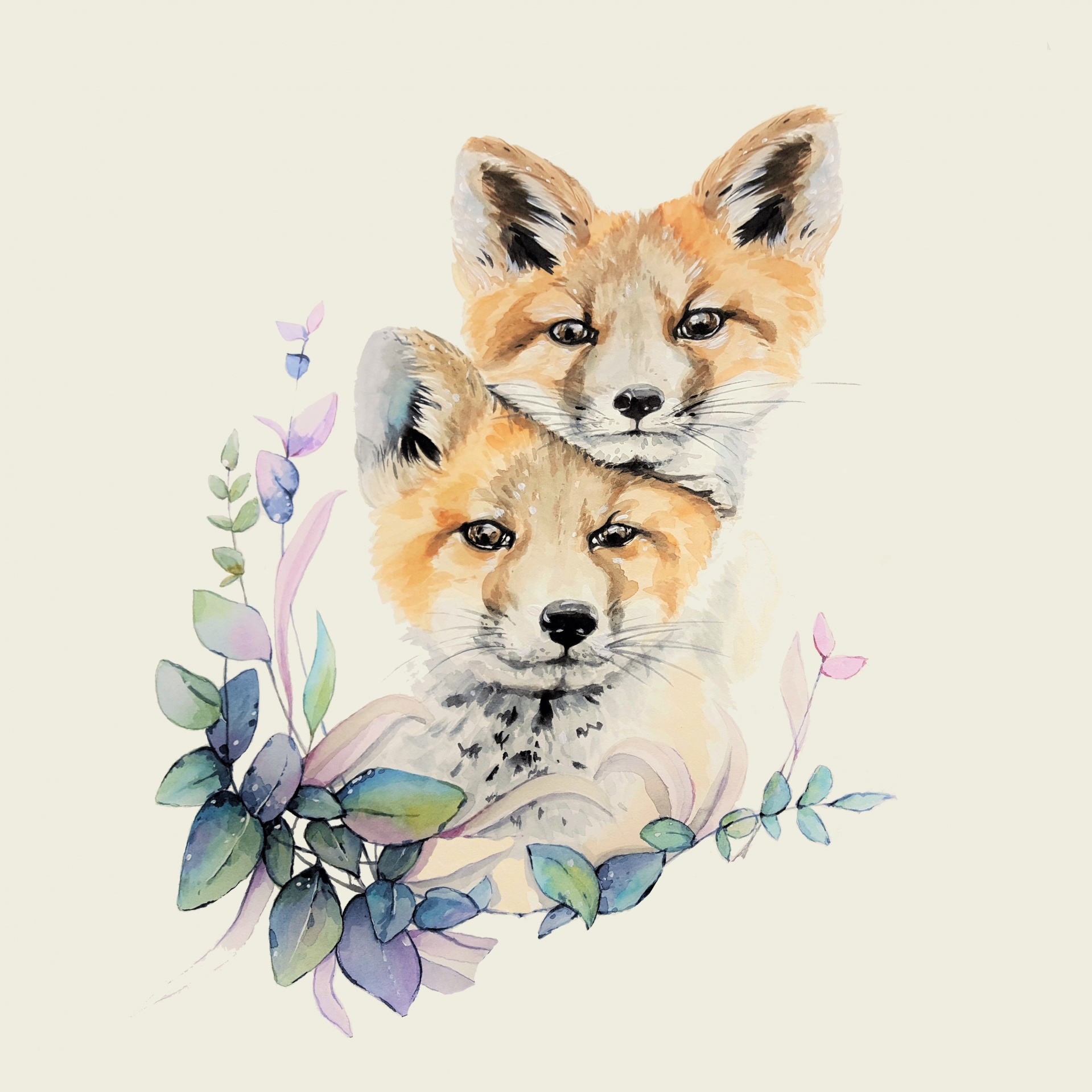 1919x1920 Fox Watercolor Painting Free Stock Photo - Fox Painting