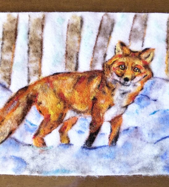 547x607 Snow Fox, Wool Painting, Fox Painting Folt Bolt Shop - Fox Painting