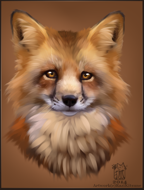 600x793 Speed Painting Fox Portrait By Razikitsune - Fox Painting