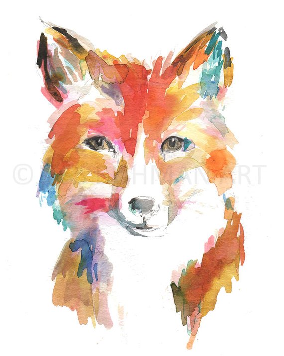 570x713 Fox Watercolor Painting Print Fox Painting Fox Illustration - Fox Painting Watercolor