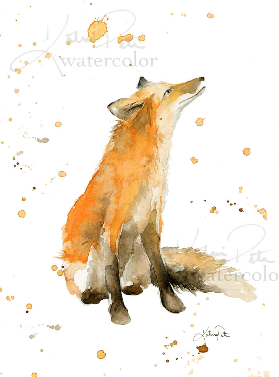 900x1215 Katrina Pete - Fox Painting Watercolor