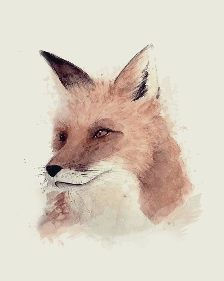 770x963 Saatchi Art Watercolor Fox Painting By Gladys Van Velse - Fox Painting Watercolor