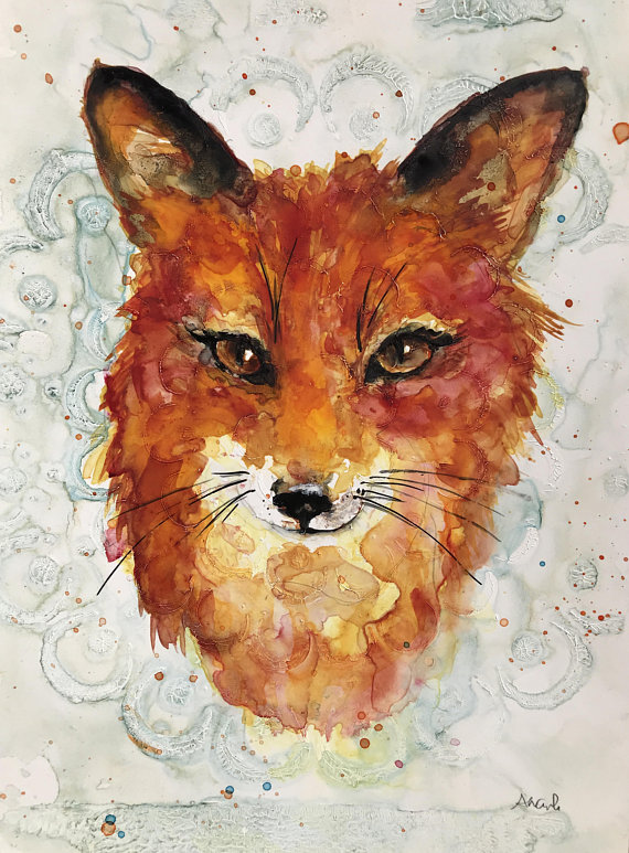 570x773 Fox Art Fox Painting Fox Watercolor Original Art Fox Lover - Fox Painting Watercolor