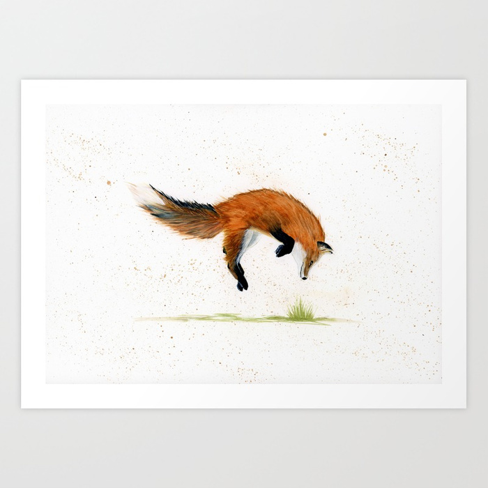 700x700 Jumping Jack Fox - Fox Watercolor Painting
