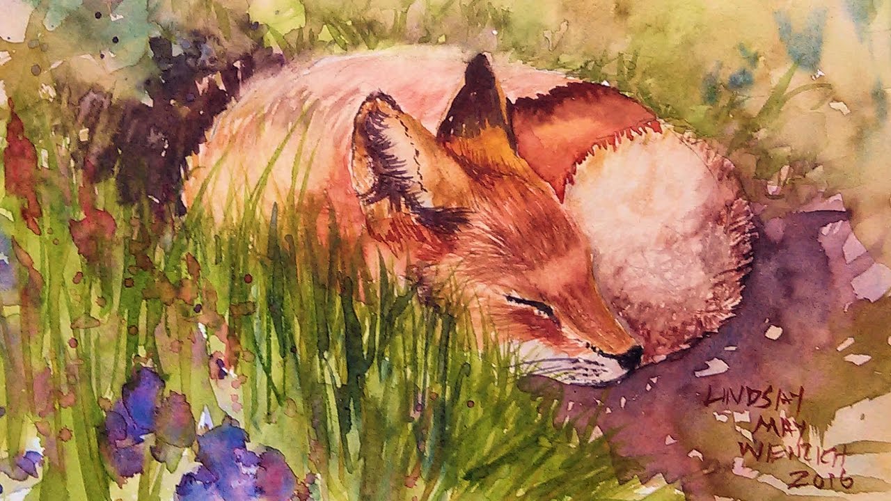 1280x720 Let's Paint A Baby Fox Kit In Watercolor Real Time Tutorial - Fox Watercolor Painting