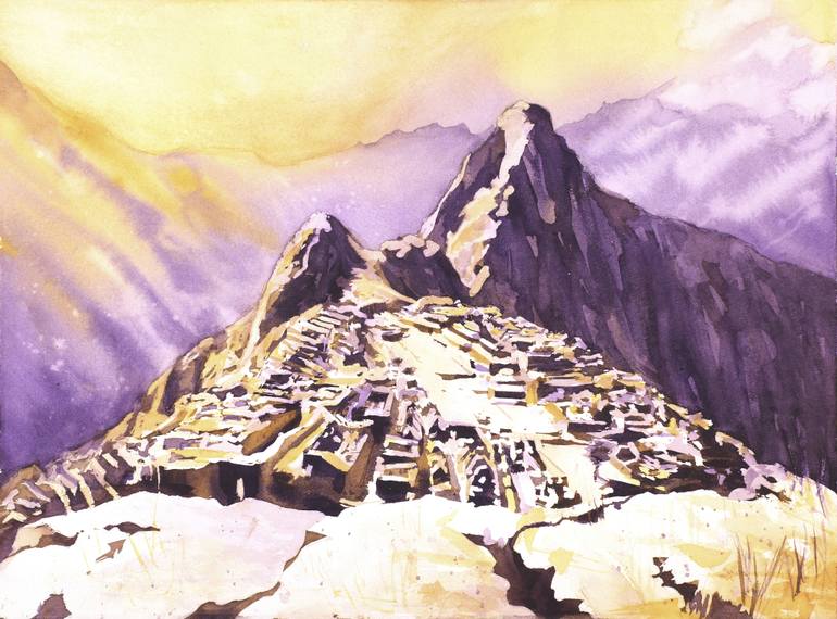 770x570 Saatchi Art Fine Art Watercolor Painting View From Hut - Fox Watercolor Painting