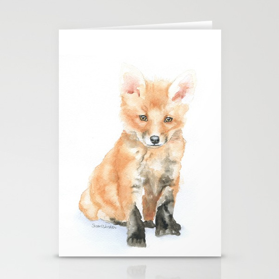 550x550 Baby Fox Watercolor Painting - Fox Watercolor Painting