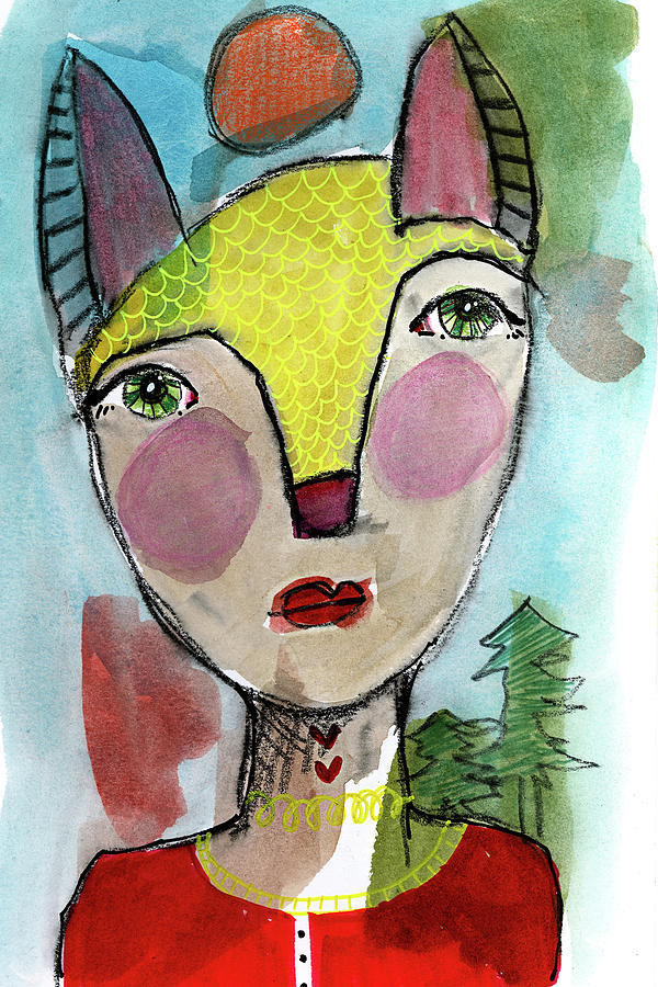 600x900 She's Foxy Painting By Tonya Doughty - Foxy Painting