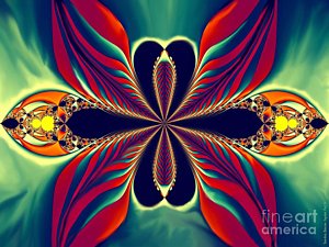 300x225 Flame Blossom Painting By Sandra Bauser Digital Art - Fractal Painting