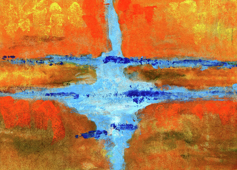 900x646 Hot Blue Fracture Painting By R Kyllo - Fracture Painting