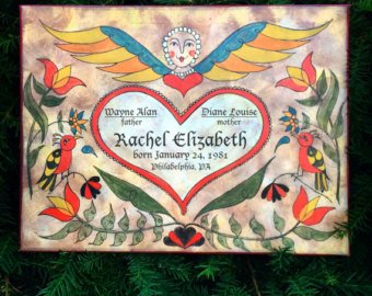 340x270 Pa German Folk Art Etsy - Fraktur Painting
