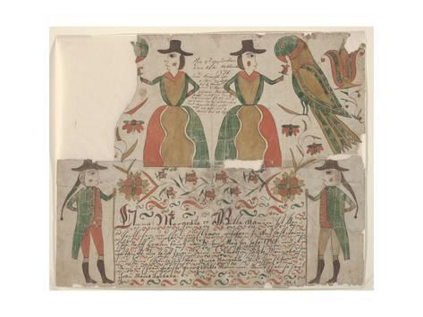 473x355 Birth And Baptism Certificate For Anna Willeman, Fraktur - Fraktur Painting