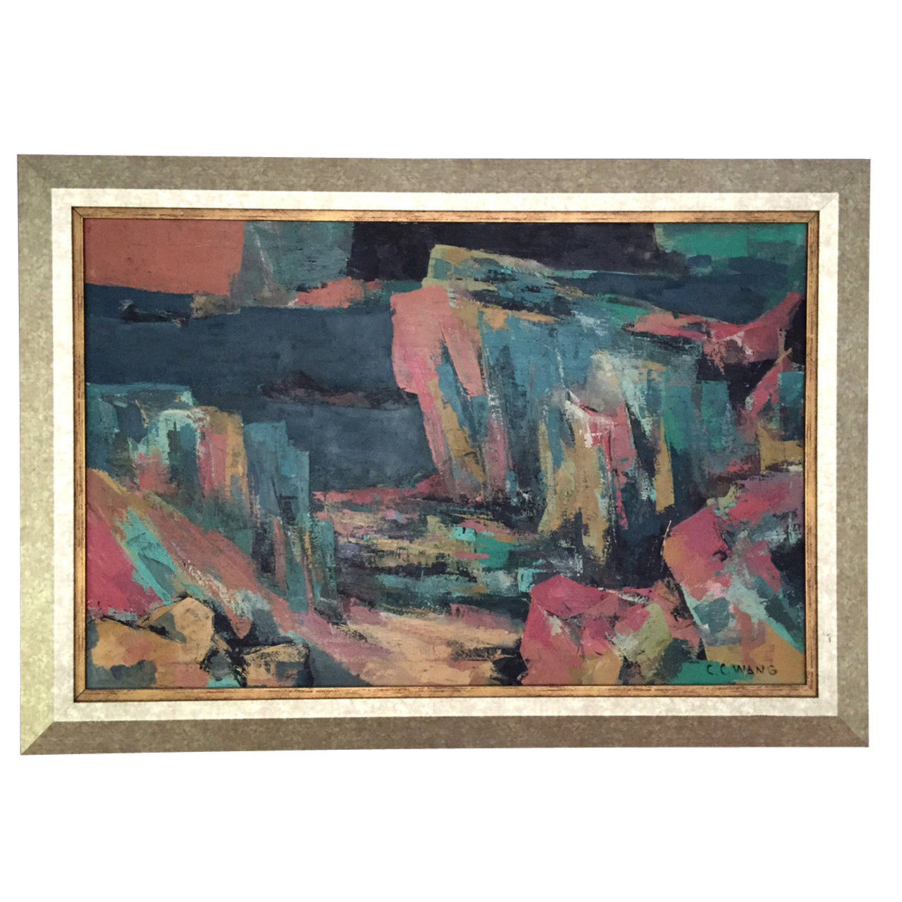 1280x1280 Framed Abstract Painting By C.c Wang For Sale - Framed Abstract Painting