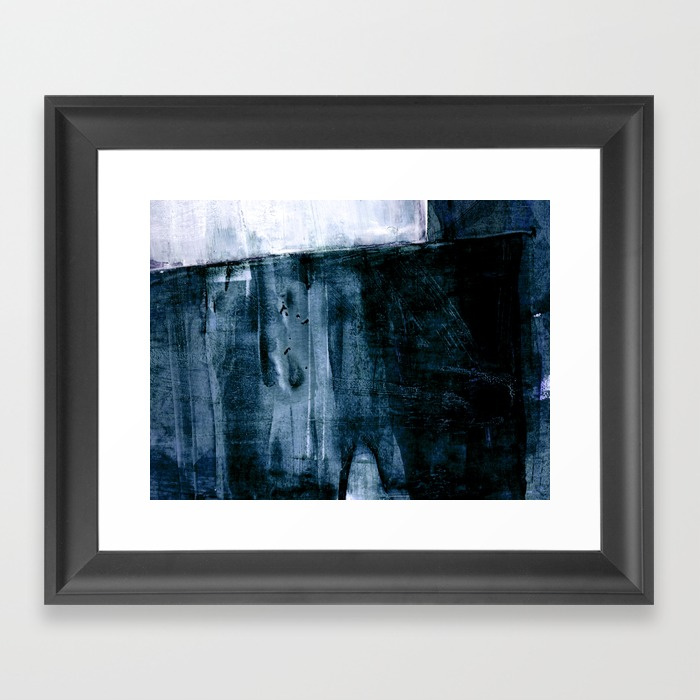 700x700 Indigo Blue And White Minimalist Abstract Painting Framed Art - Framed Abstract Painting