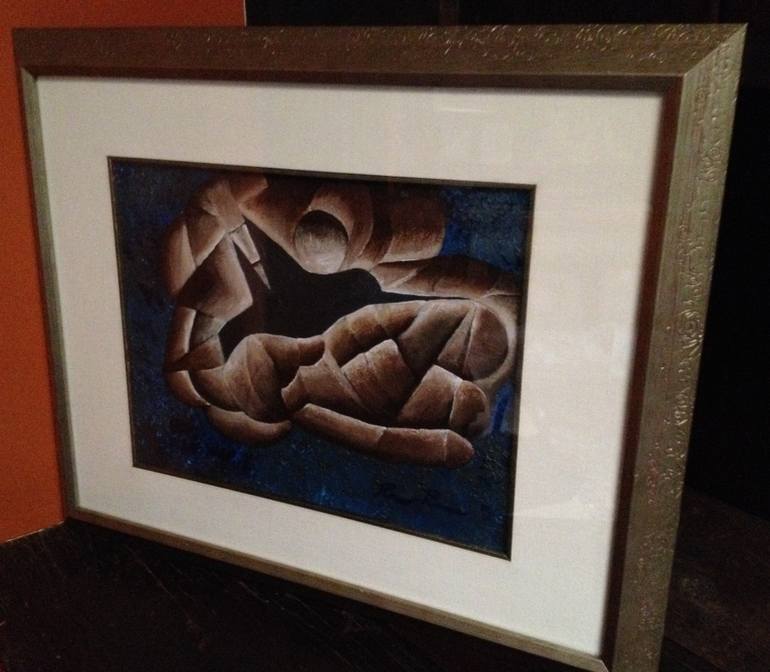 770x672 Saatchi Art Blue And Silver Hummingbird Original Framed Abstract - Framed Abstract Painting