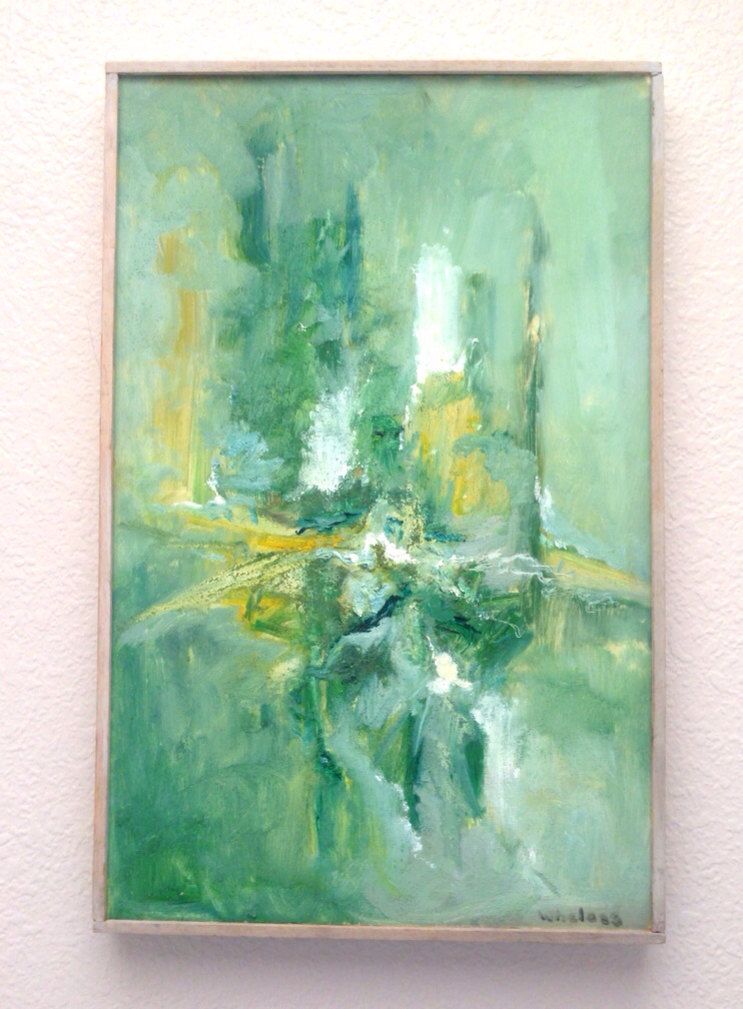 743x1009 Vintage Mid Century Framed Abstract Oil Art Painting - Framed Abstract Painting