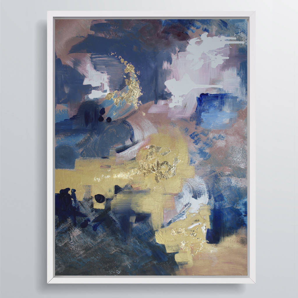 1024x1024 Indigo Polo' Framed Abstract Canvas Print Art By Attikoart - Framed Abstract Painting