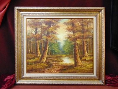 400x303 Original Signed Cantrell Fine Art Oil Painting Woodland Landscape - Framed Art Oil Painting