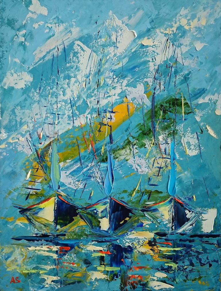 770x1014 Saatchi Art Boats Original Oil Painting Framed Painting By - Framed Art Oil Painting