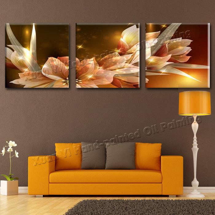 700x700 Wall Canvas Art Oil Painting Wealth Luxury Golden Flowers Picture - Framed Art Oil Painting